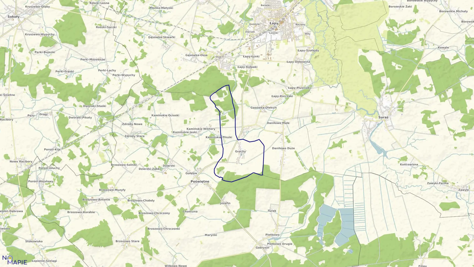 Mapa obrębu GROCHY ST.I NIEMIERZĘTA w gminie Poświętne