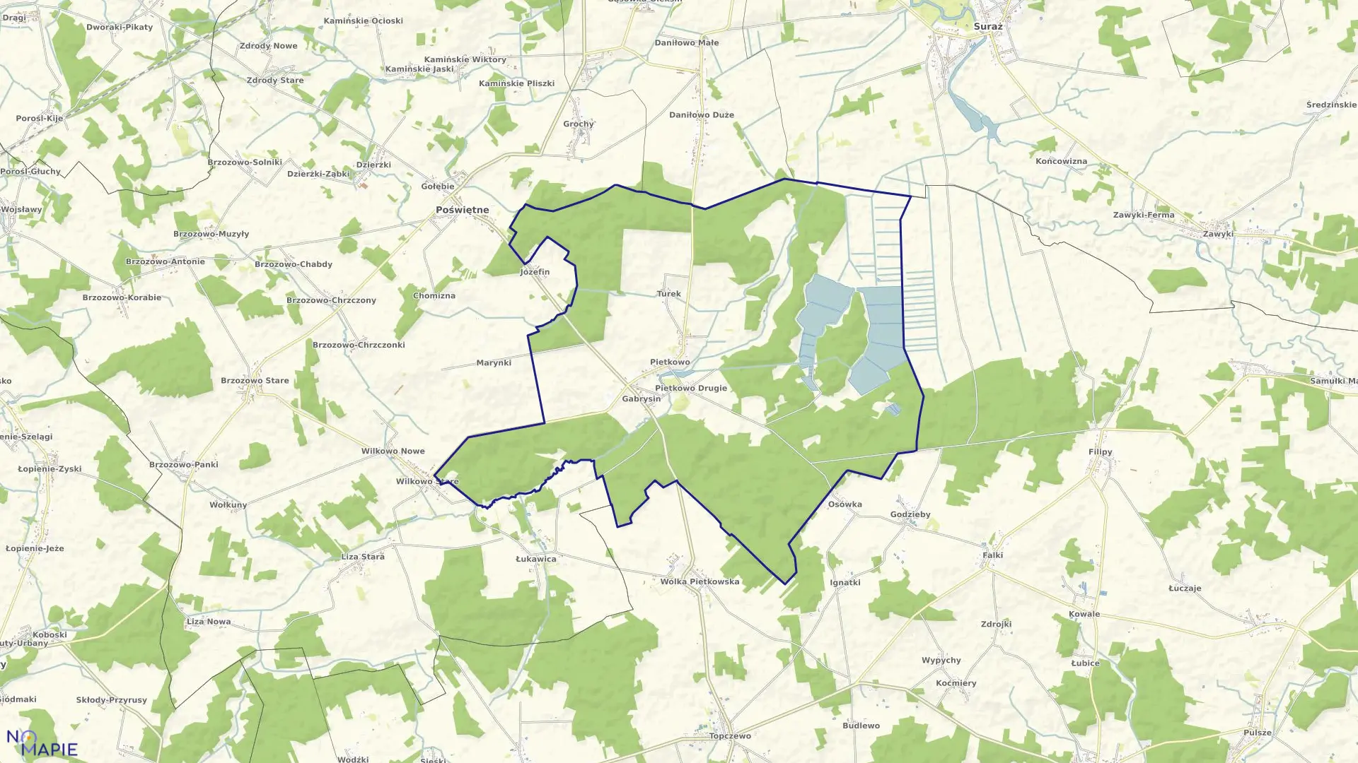 Mapa obrębu PIETKOWO w gminie Poświętne