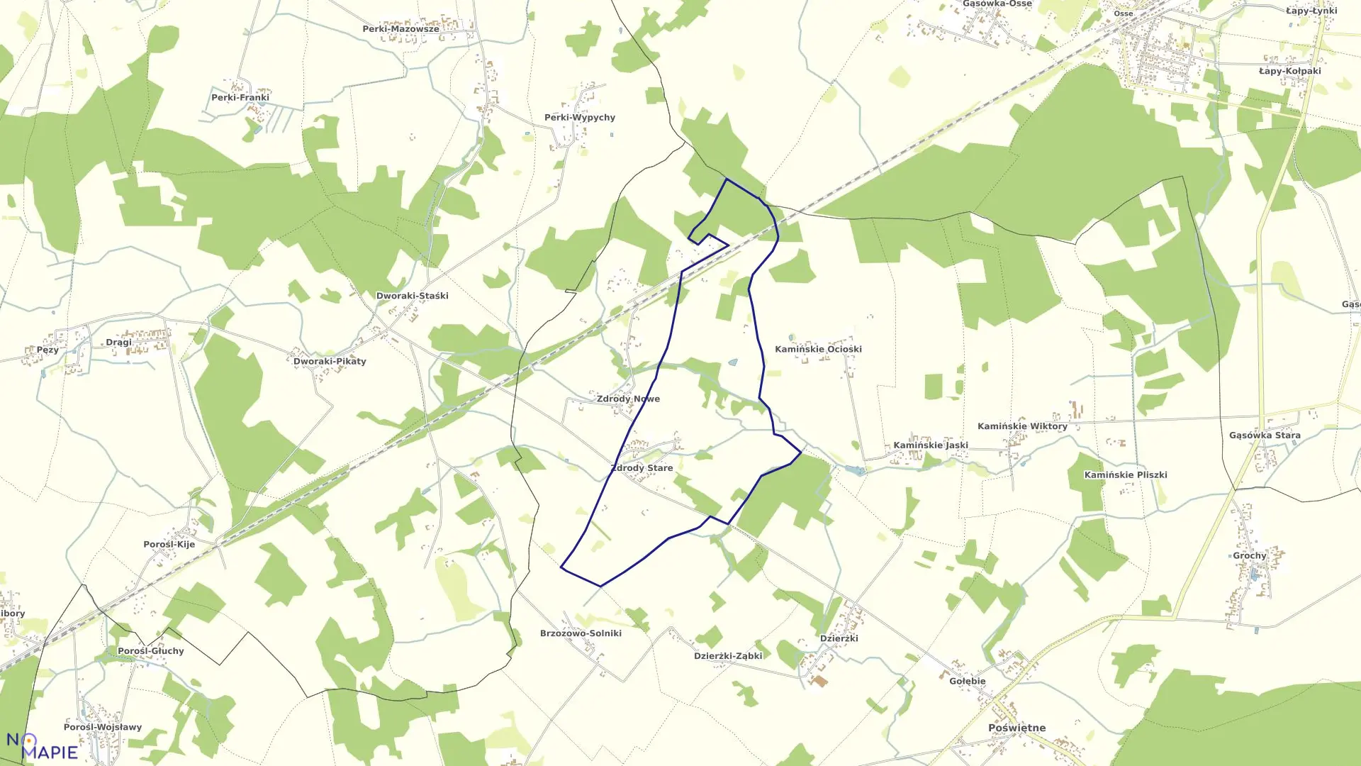 Mapa obrębu ZDRODY STARE w gminie Poświętne